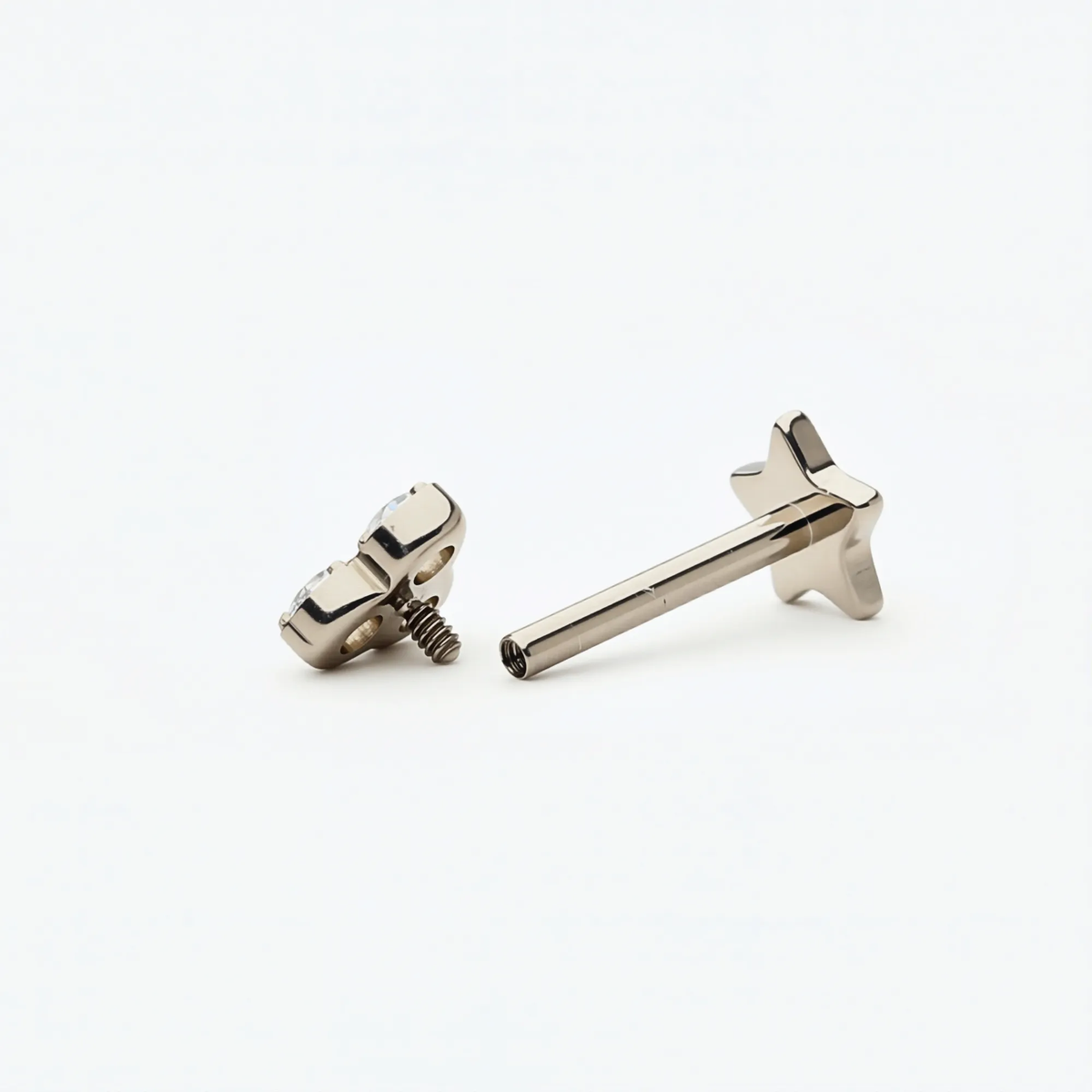 Mini Clover flat back earring, decorative top and post shown separately