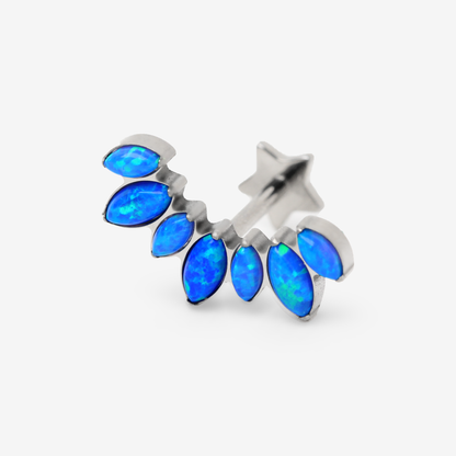 Opal Crown blue marquise opal titanium flat back earring, angled product view