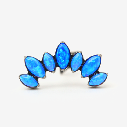 Opal Crown seven blue marquise opals, front detail view