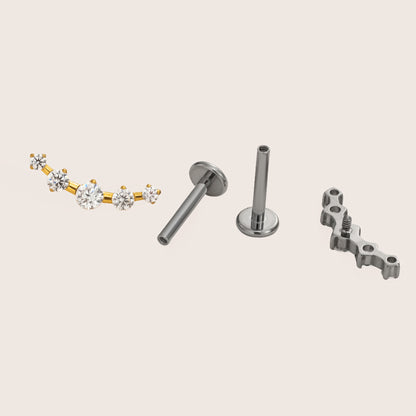 Radiant Row Flat Back Titanium Stud Earring