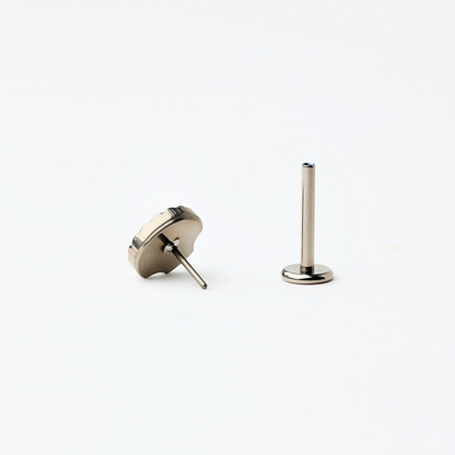 Shell Crest flat back earring, decorative top and post shown separately