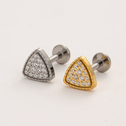 Shimmer Triangle Flat Back Titanium Stud Earring