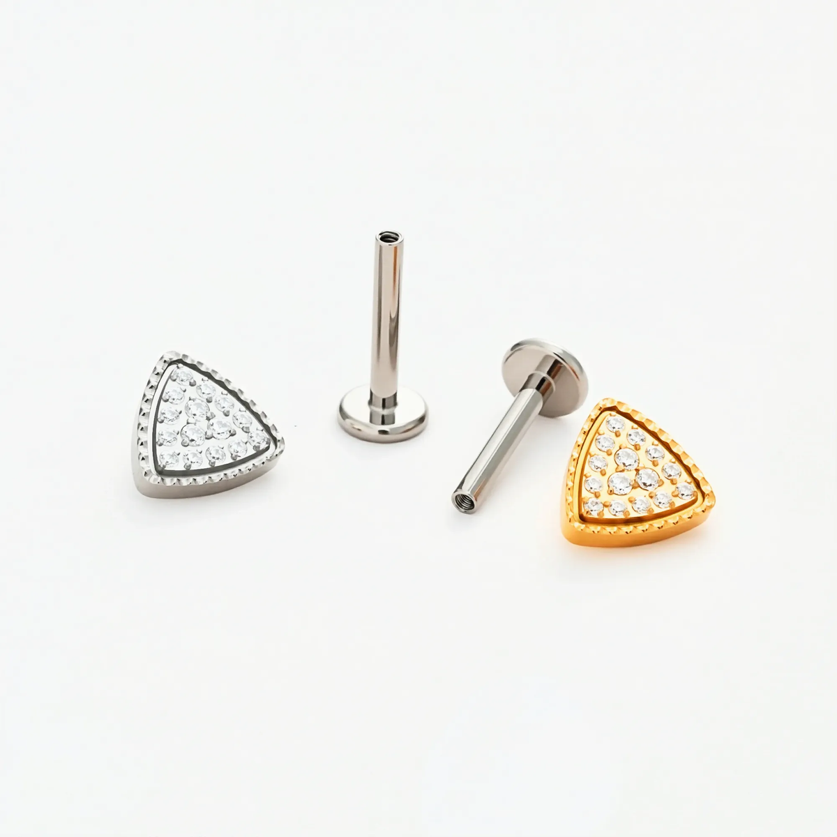 Shimmer Triangle flat back earring, decorative top and post shown separately