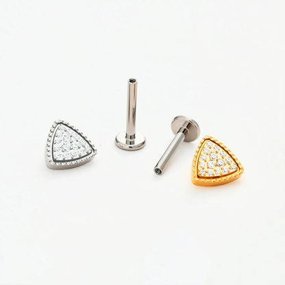 Shimmer Triangle flat back earring, decorative top and post shown separately