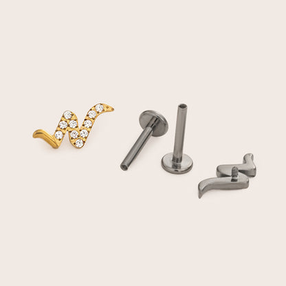Snaked Wave Flat Back Titanium Stud Earring