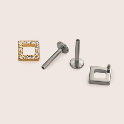 Spark Frame Flat Back Titanium Stud Earring