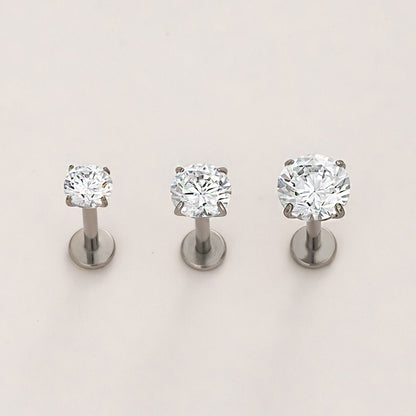 Timeless Radiance Flat Back Titanium Stud Earring