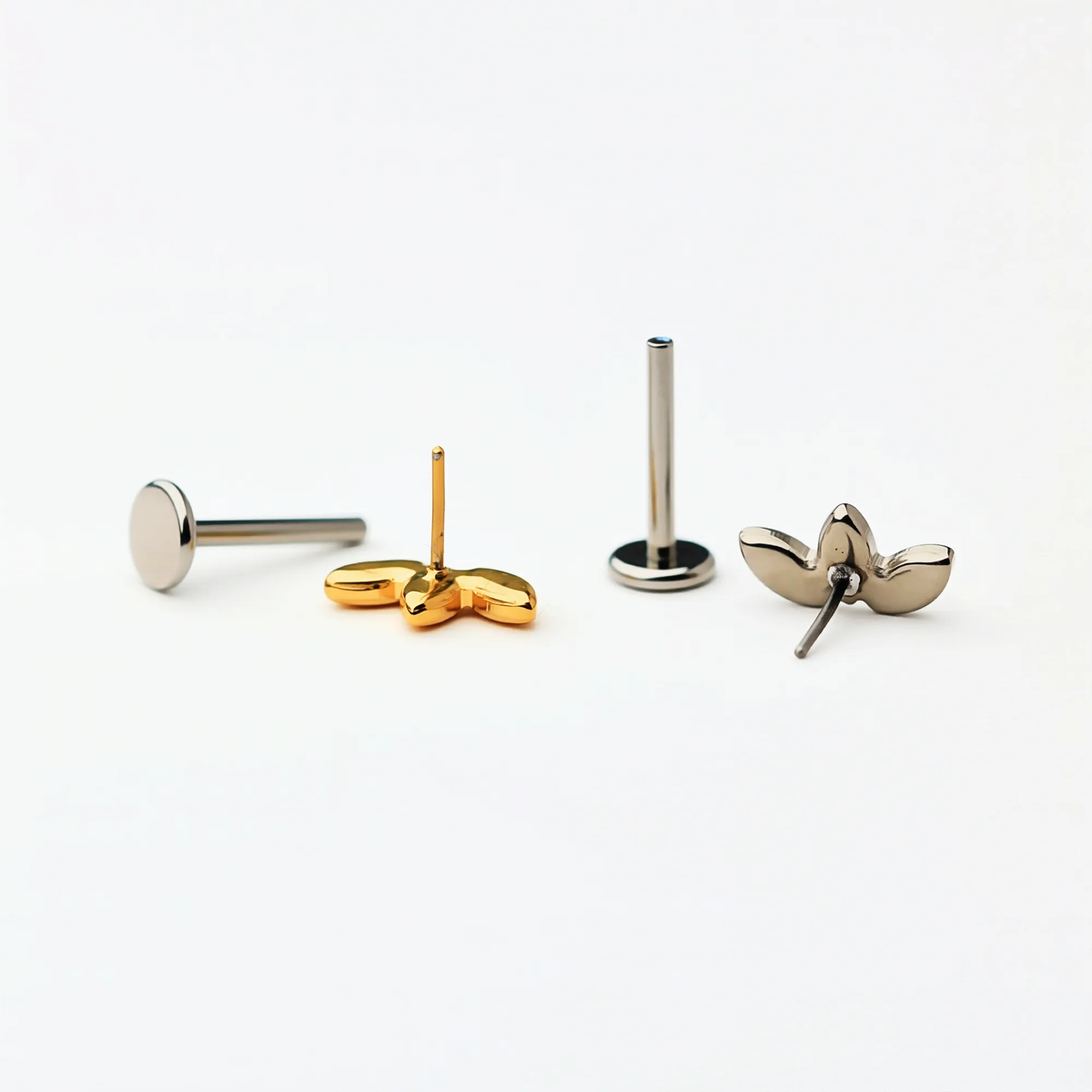 Triple Leaf flat back earring, decorative top and post shown separately
