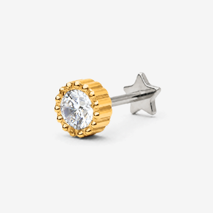 Crown Spark gold titanium flat back stud earring