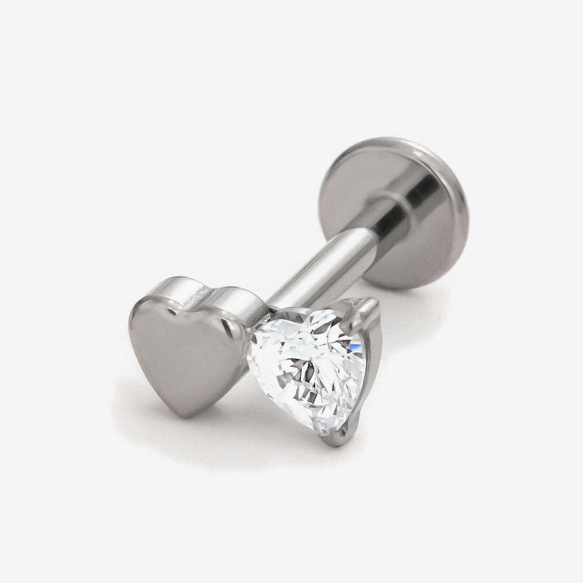 Duo Heart titanium flat back stud earring