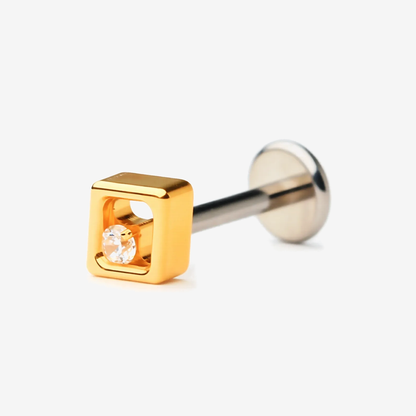 Floating Crystal gold titanium flat back stud earring
