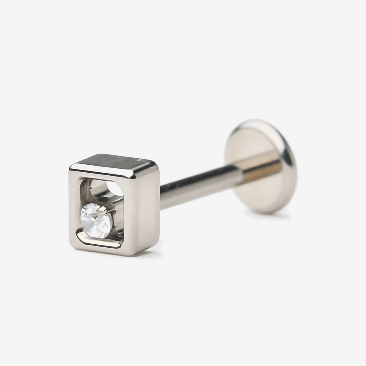 Floating Crystal titanium flat back stud earring