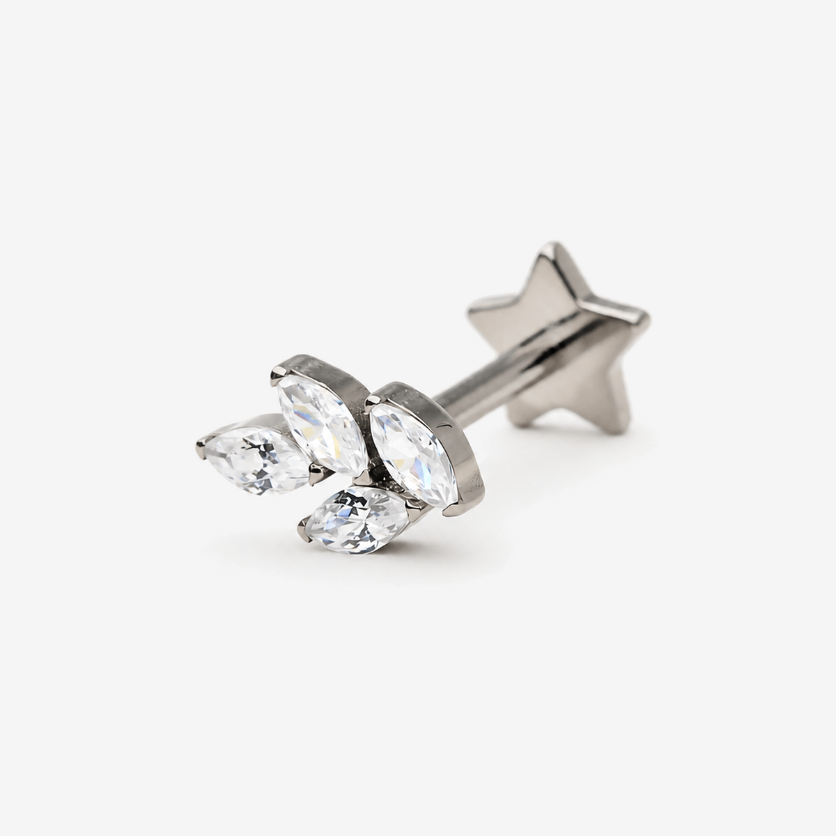 Mini Leaf marquise CZ titanium flat back earring