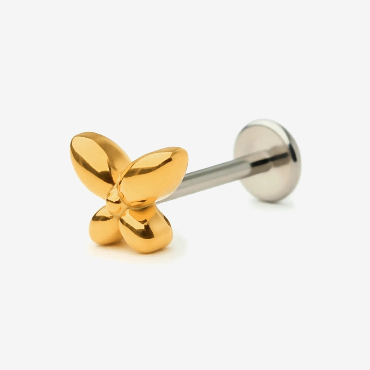 Petite Butterfly gold titanium flat back stud earring