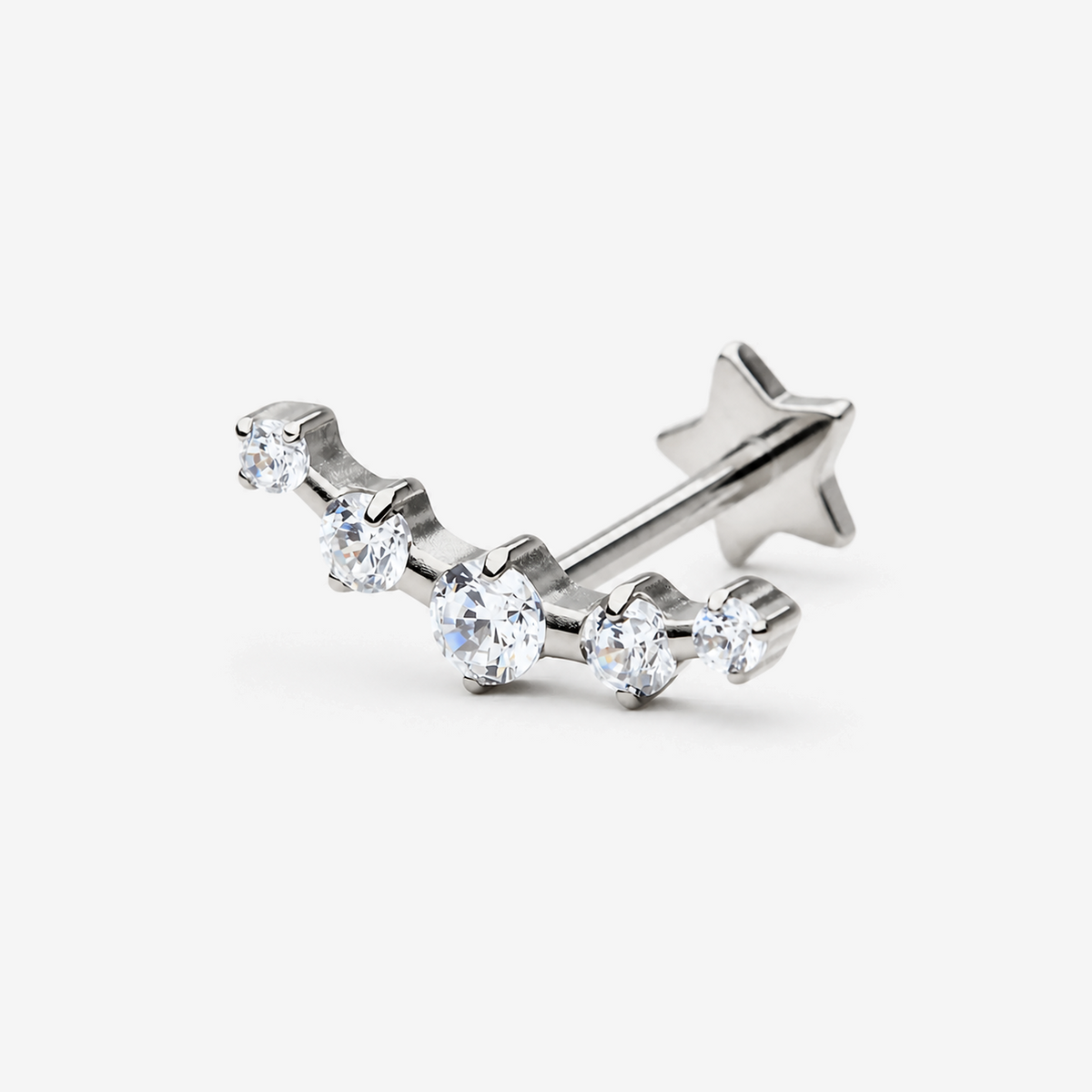 Radiant Row curved CZ titanium flat back earring