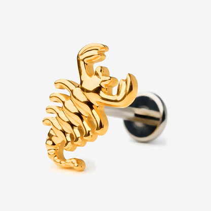 Scorpion Curve gold titanium flat back stud earring