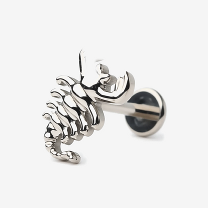 Scorpion Curve titanium flat back stud earring