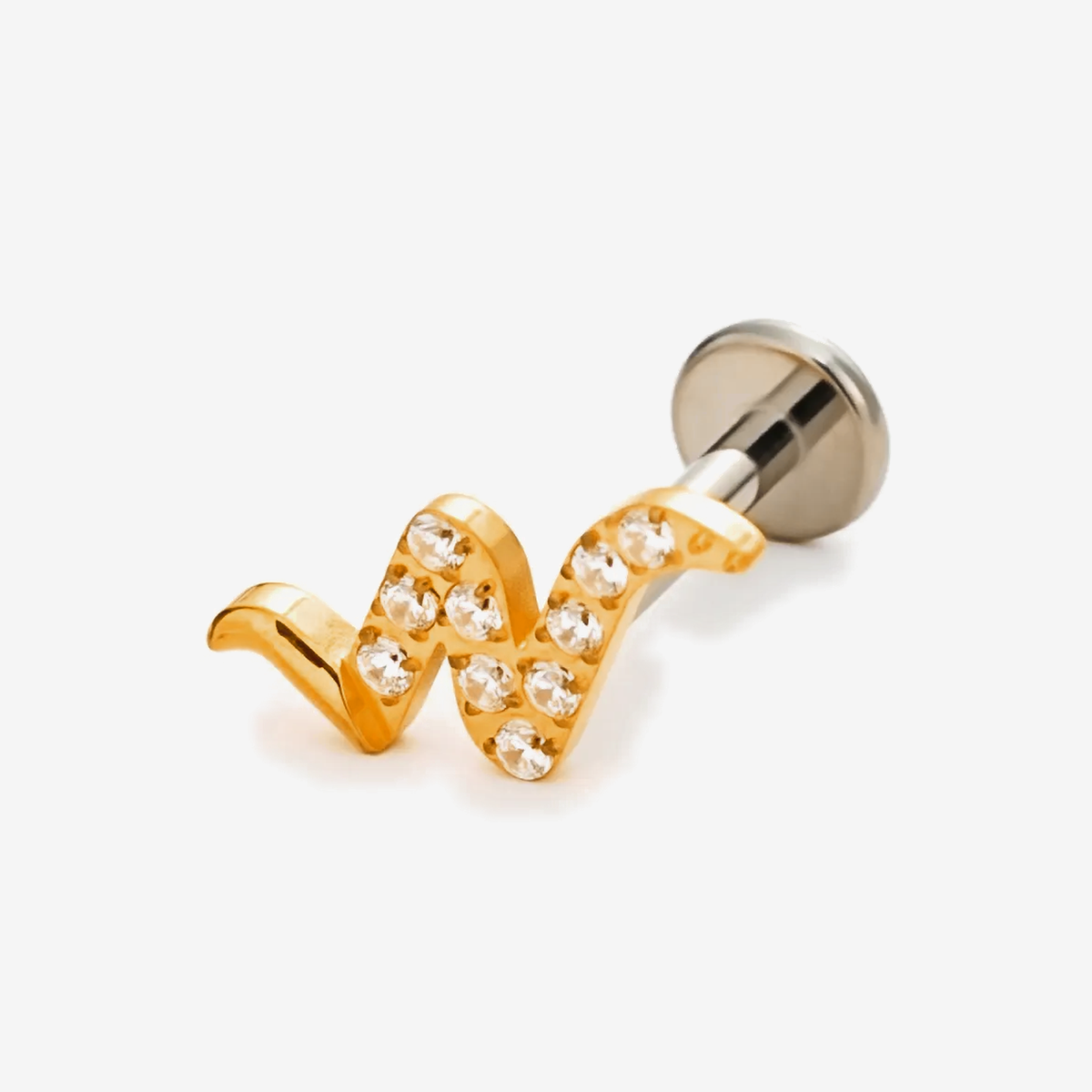 Snaked Wave gold titanium flat back stud earring
