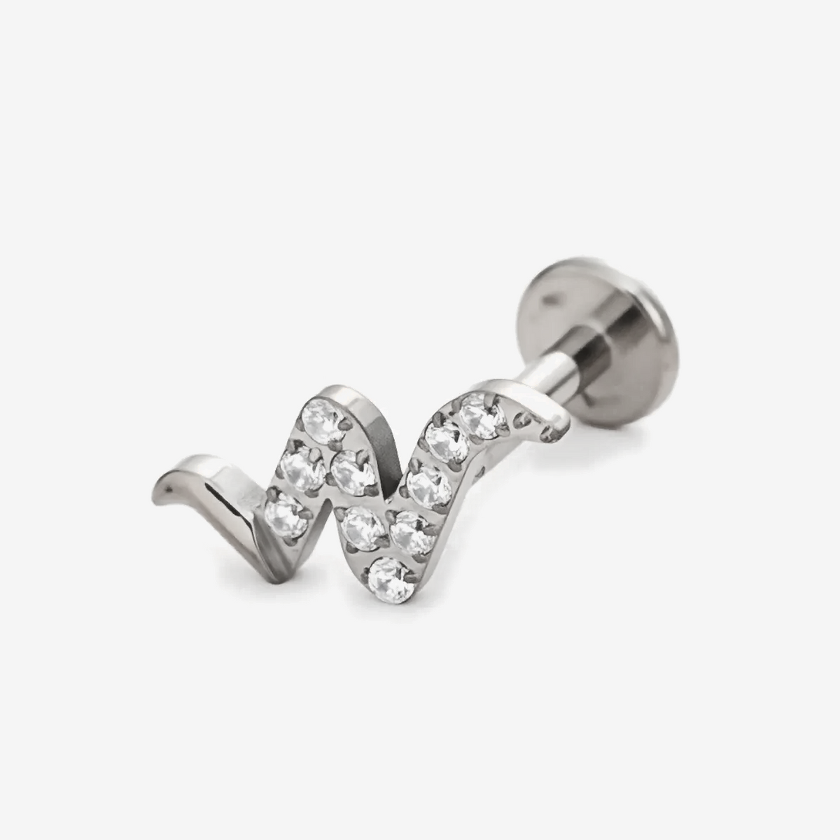 Snaked Wave titanium flat back stud earring