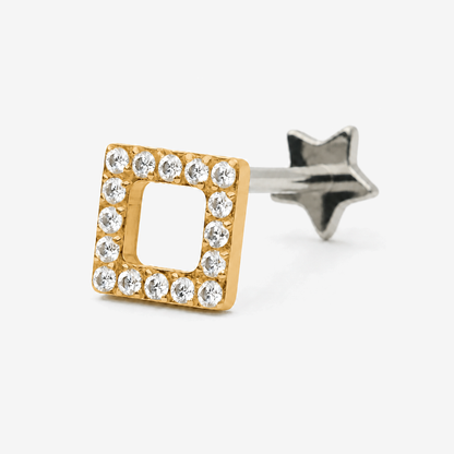 Spark Frame gold titanium flat back stud earring