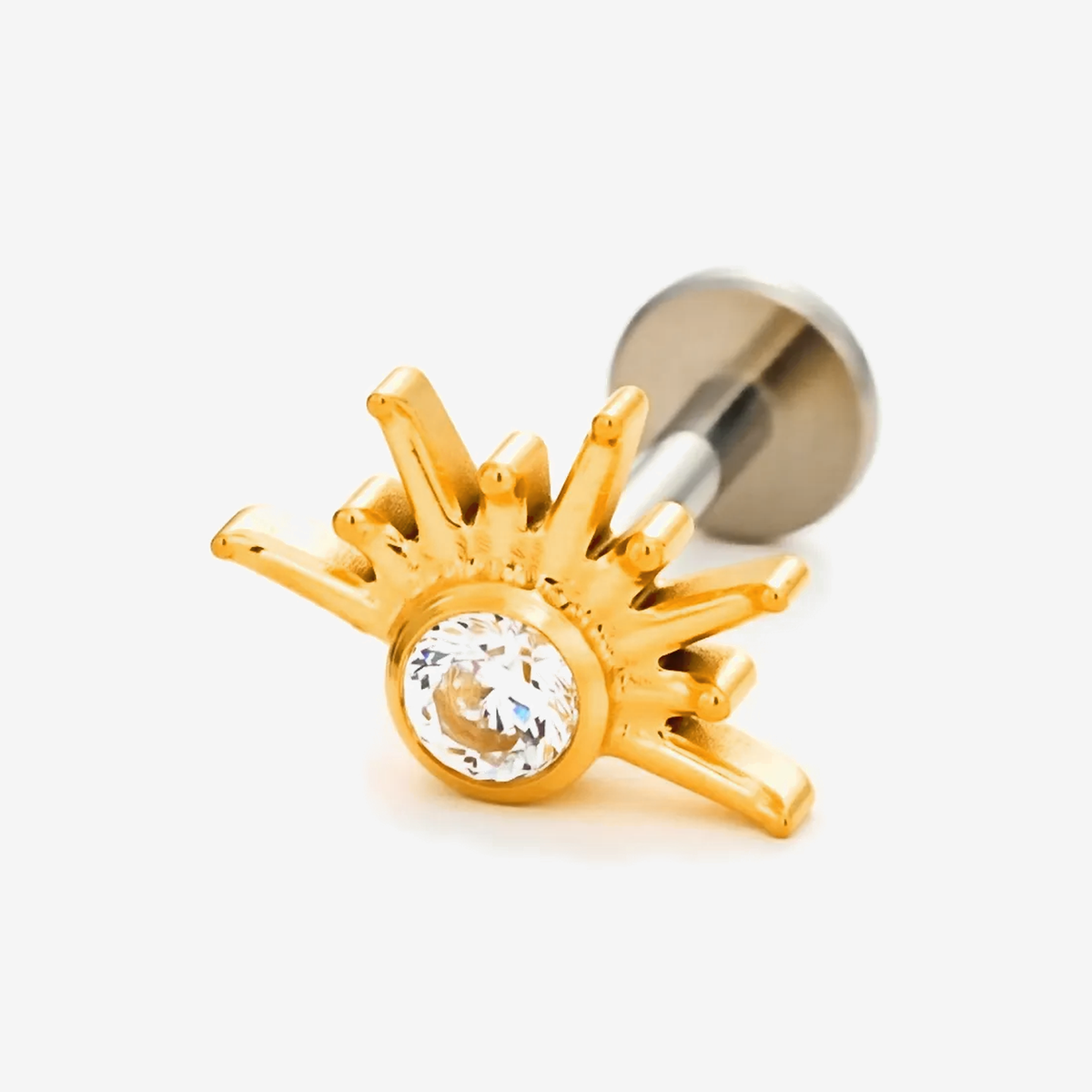 Sunbeam gold titanium flat back stud earring