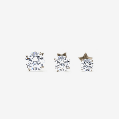 Timeless Radiance round CZ titanium flat back earring