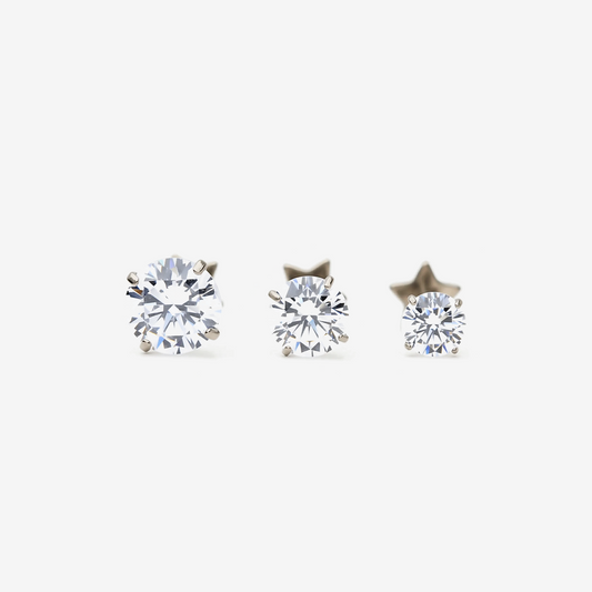 Timeless Radiance round CZ titanium flat back earring