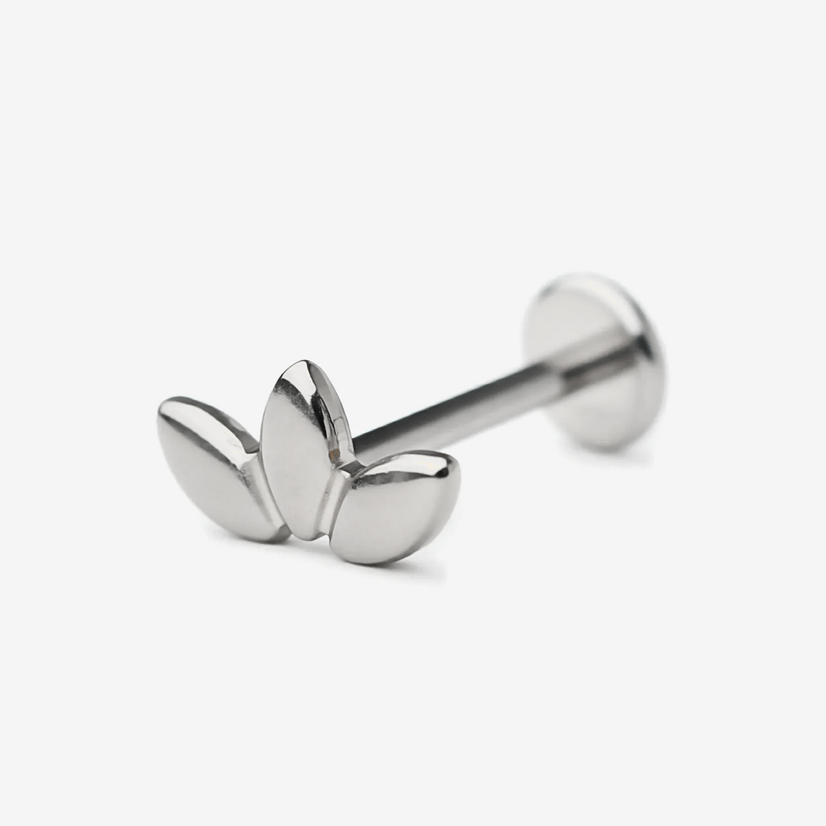 Triple Leaf titanium flat back stud earring