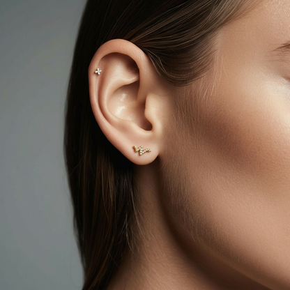 Snaked Wave Titanium Flat Back Stud Earring